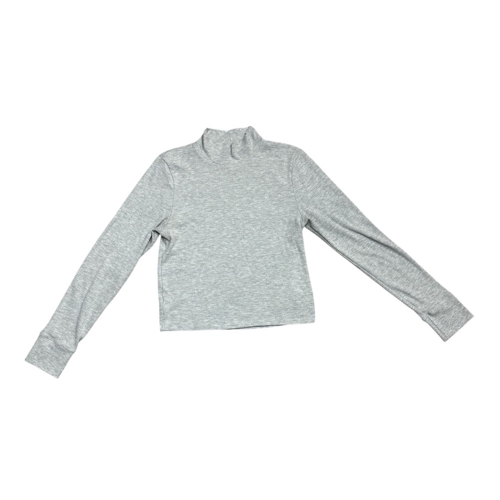 American Eagle Outfitters Gray Ribbed Mock Neck Long Sleeve Crop Top Women's XL